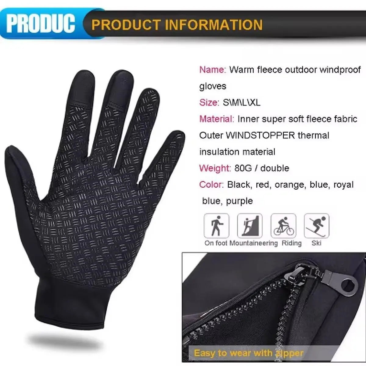 All-Weather Touchscreen Winter Gloves for Riders